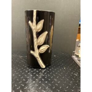 Mcm black and white tree branch vase - as is